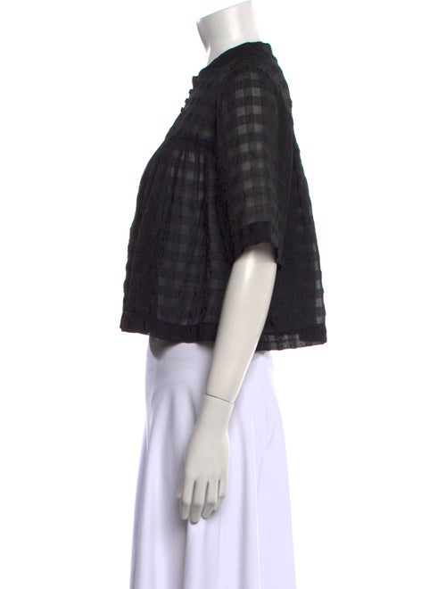 Morgane Le Fay Plaid Print Mock Neck Crop Top