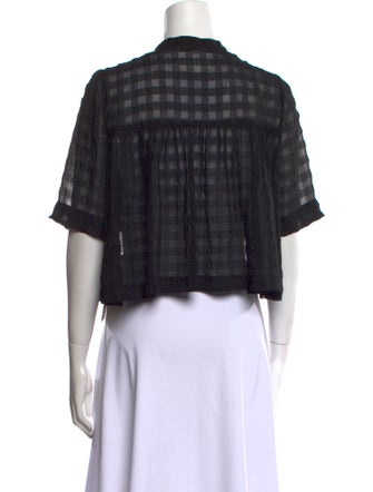 Morgane Le Fay Plaid Print Mock Neck Crop Top
