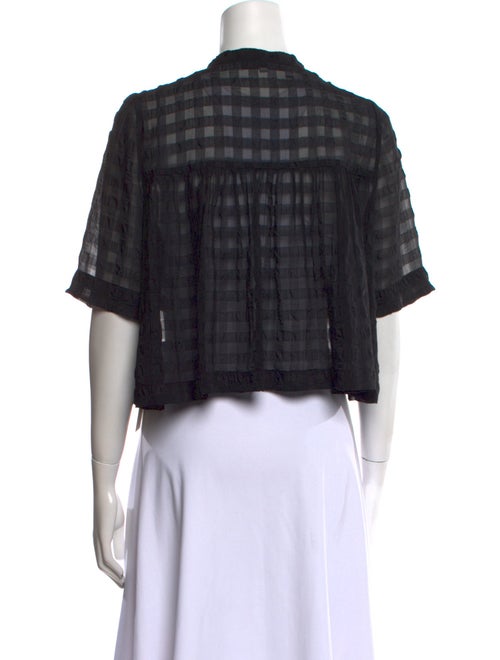 Morgane Le Fay Plaid Print Mock Neck Crop Top
