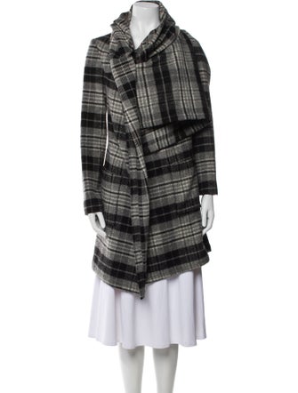 Morgane Le Fay Silk Plaid Print Coat
