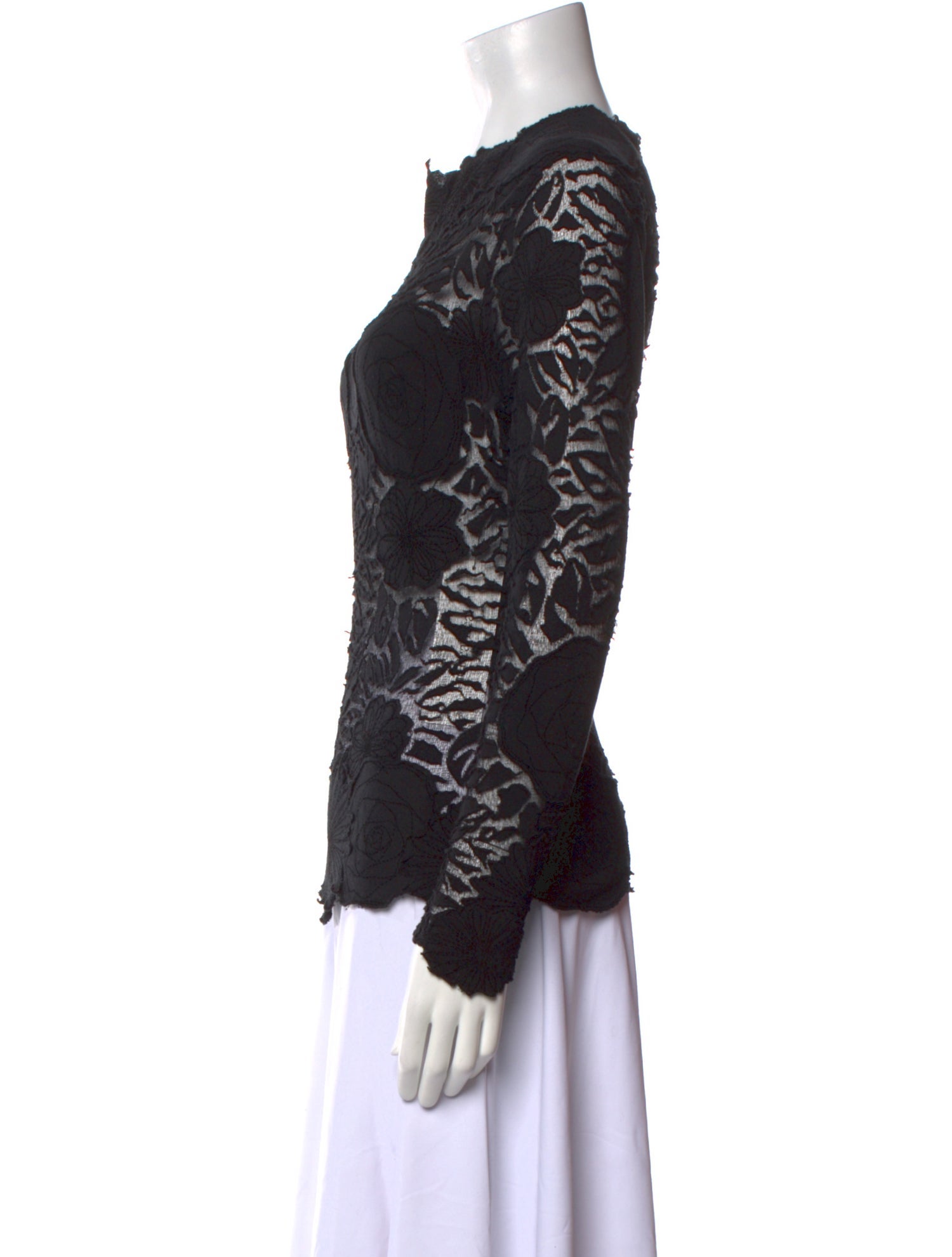 Morgane Le Fay Lace Pattern Mock Neck Sweatshirt