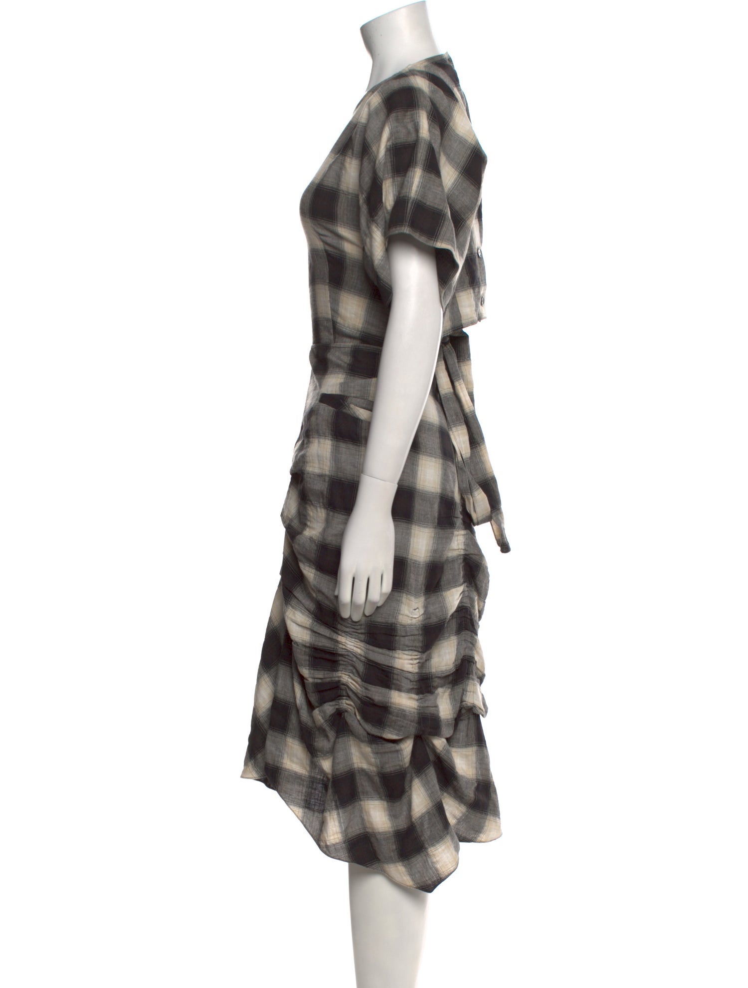 Morgane Le Fay Plaid Print Midi Length Dress