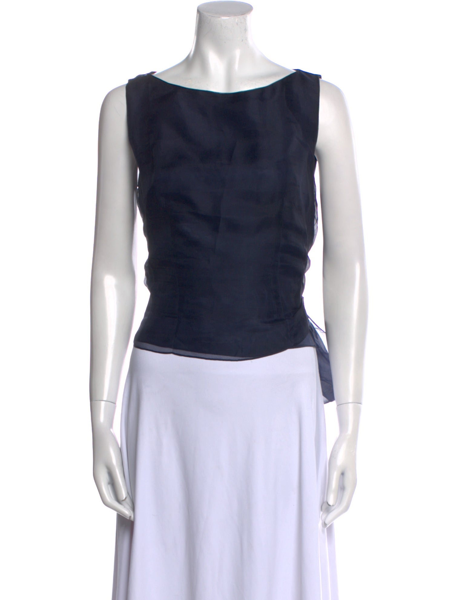 Morgane Le Fay Silk Scoop Neck Crop Top