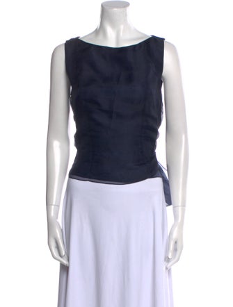 Morgane Le Fay Silk Scoop Neck Crop Top