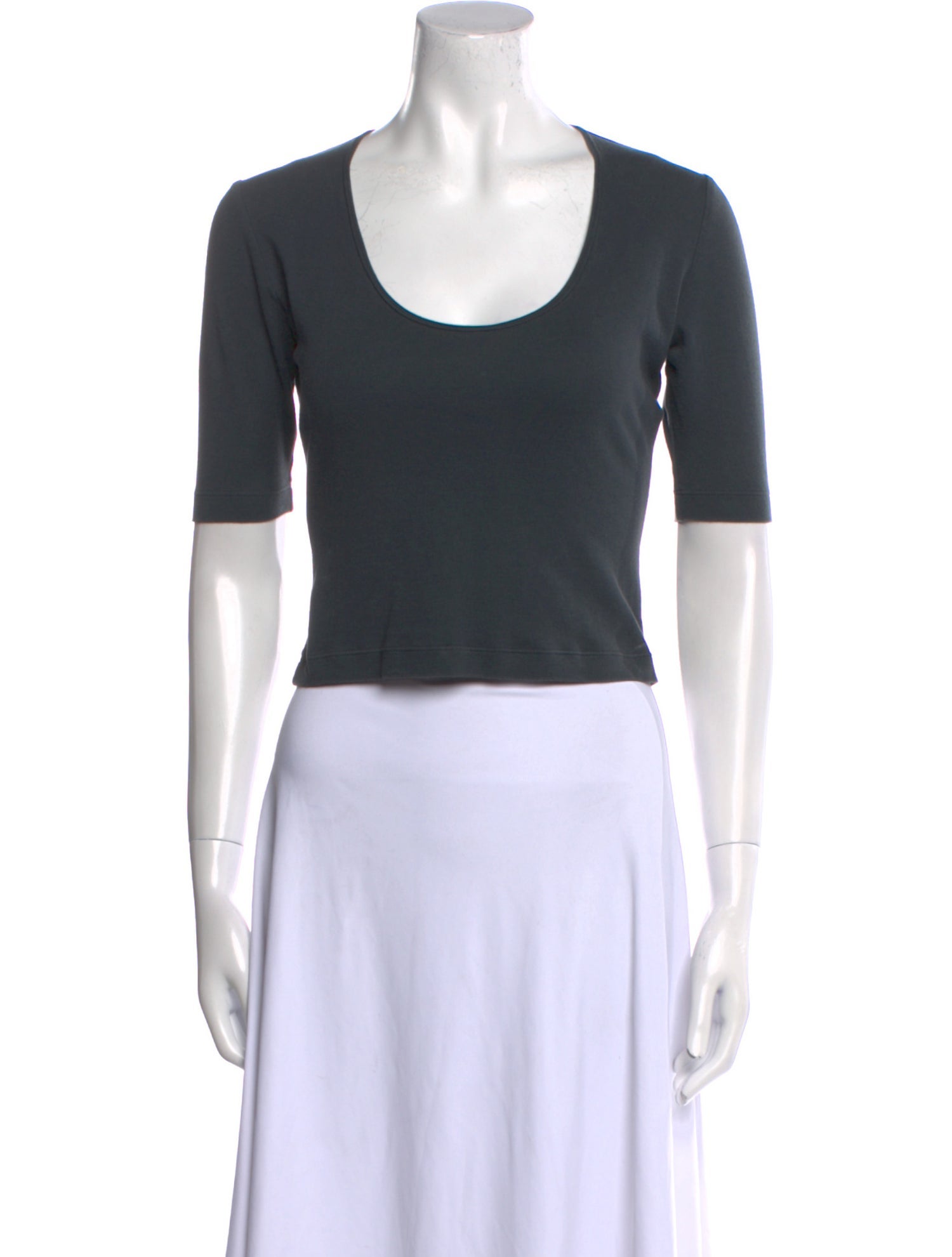 Morgane Le Fay Scoop Neck Short Sleeve Crop Top