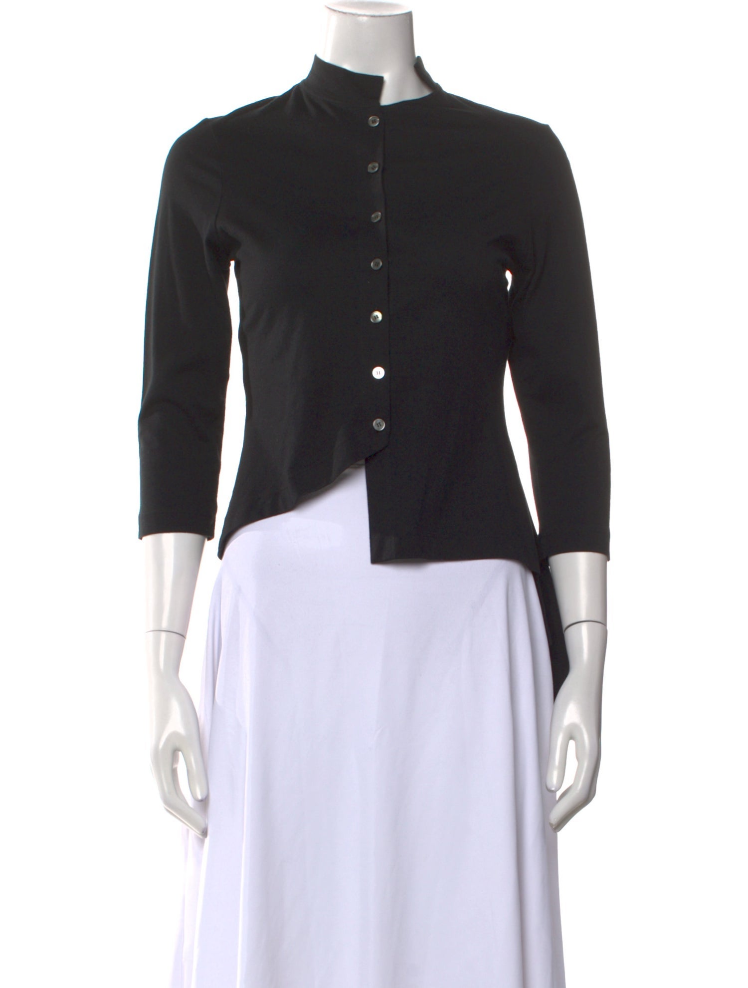 Morgane Le Fay Mock Neck Three-Quarter Sleeve Crop Top