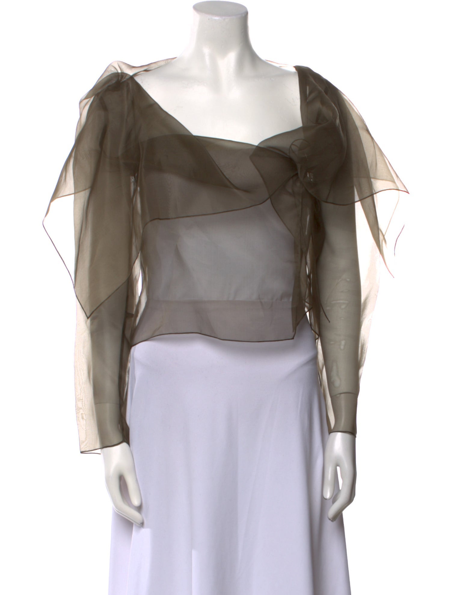 Morgane Le Fay Silk Scoop Neck Crop Top