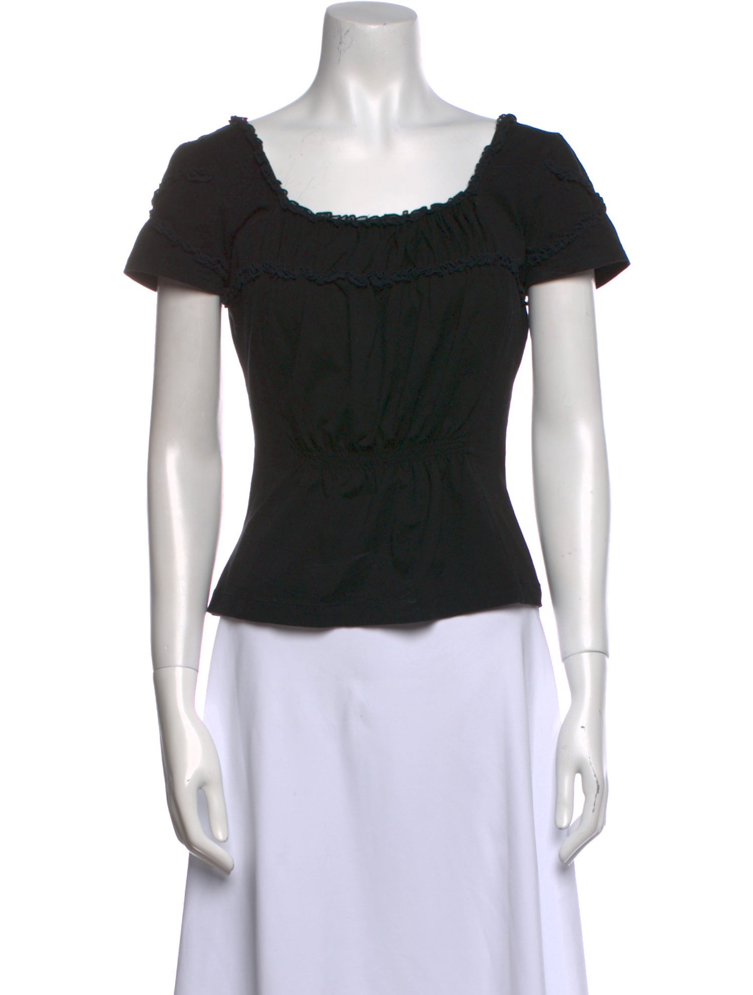 Morgane Le Fay Square Neckline Short Sleeve Blouse