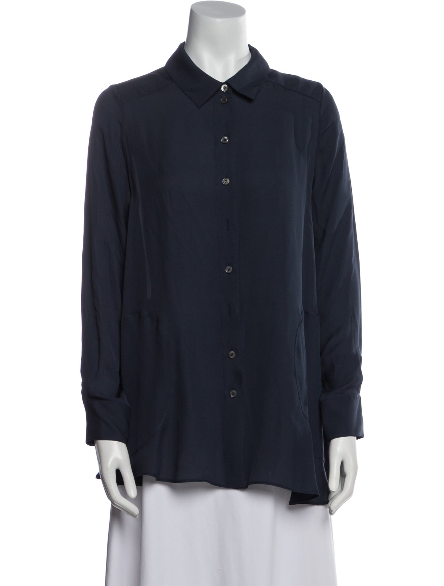 Morgane Le Fay Silk Long Sleeve Button-Up Top