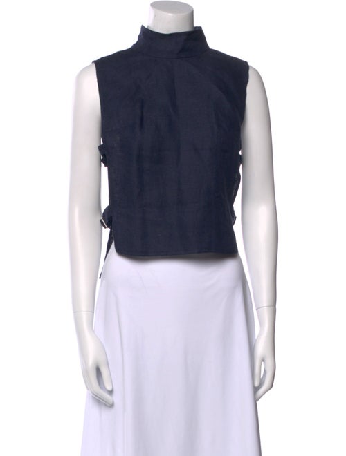 Morgane Le Fay Linen Mock Neck Crop Top