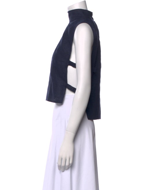 Morgane Le Fay Linen Mock Neck Crop Top