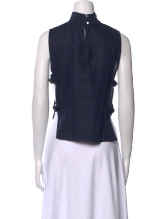 Morgane Le Fay Linen Mock Neck Crop Top