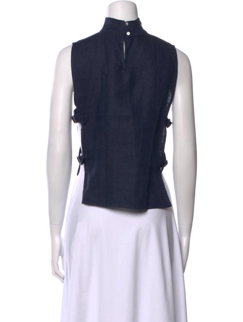 Morgane Le Fay Linen Mock Neck Crop Top