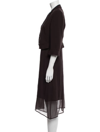 Morgane Le Fay Silk Pleated Accents Skirt Suit