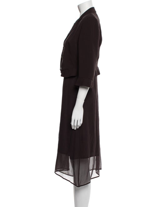 Morgane Le Fay Silk Pleated Accents Skirt Suit