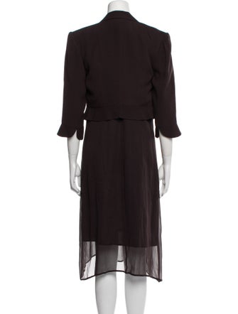 Morgane Le Fay Silk Pleated Accents Skirt Suit