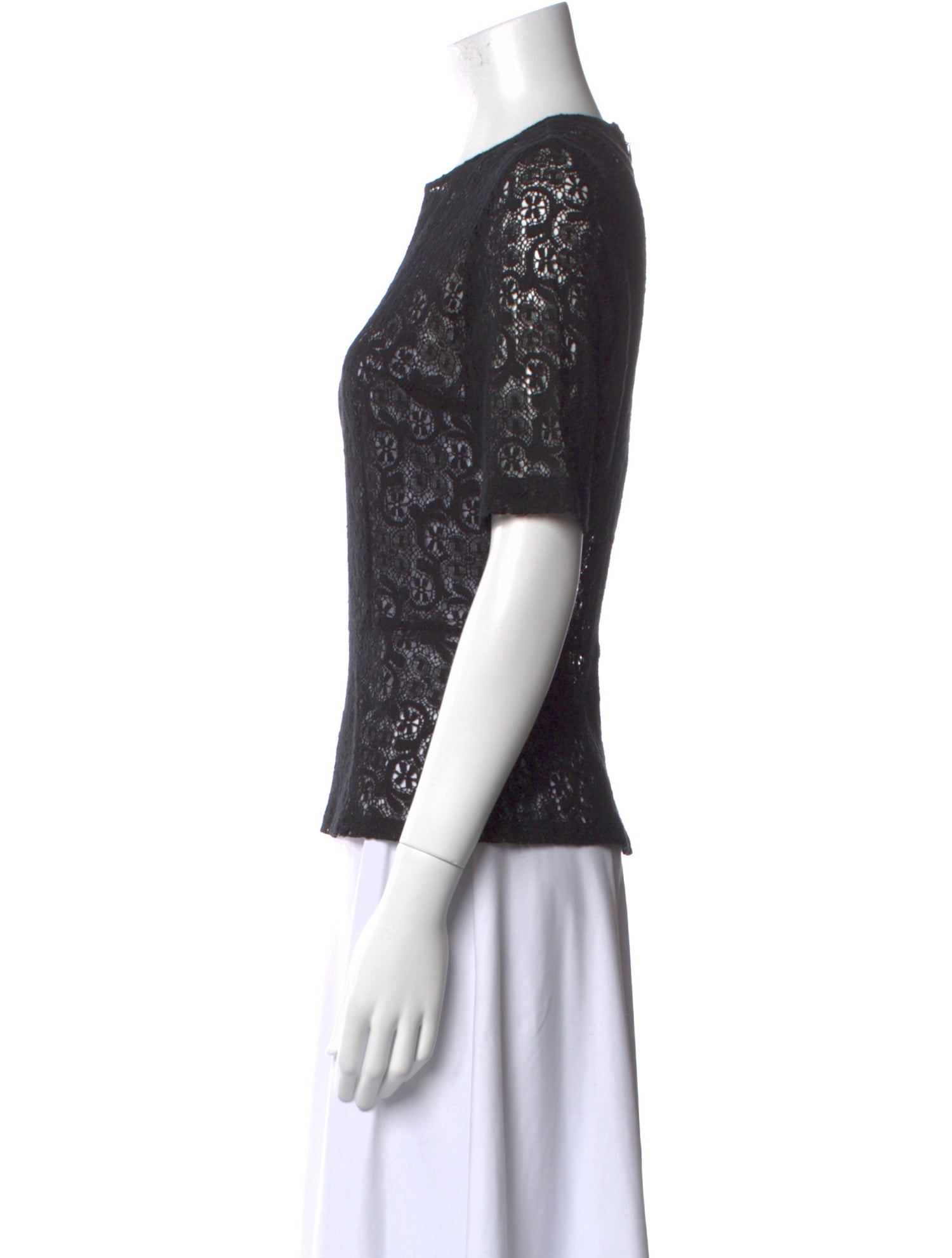 Morgane Le Fay Lace Pattern Crew Neck Top