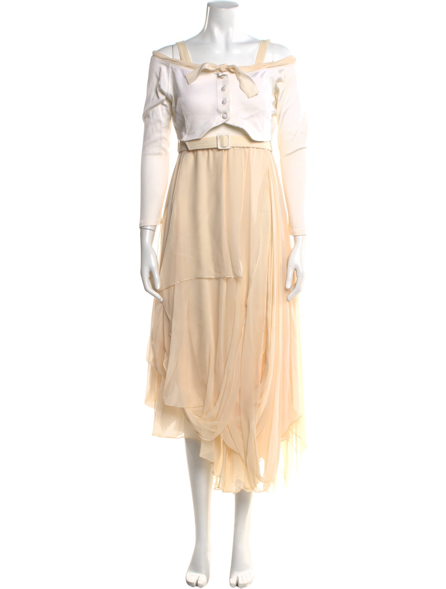 Morgane Le Fay Square Neckline Midi Length Dress