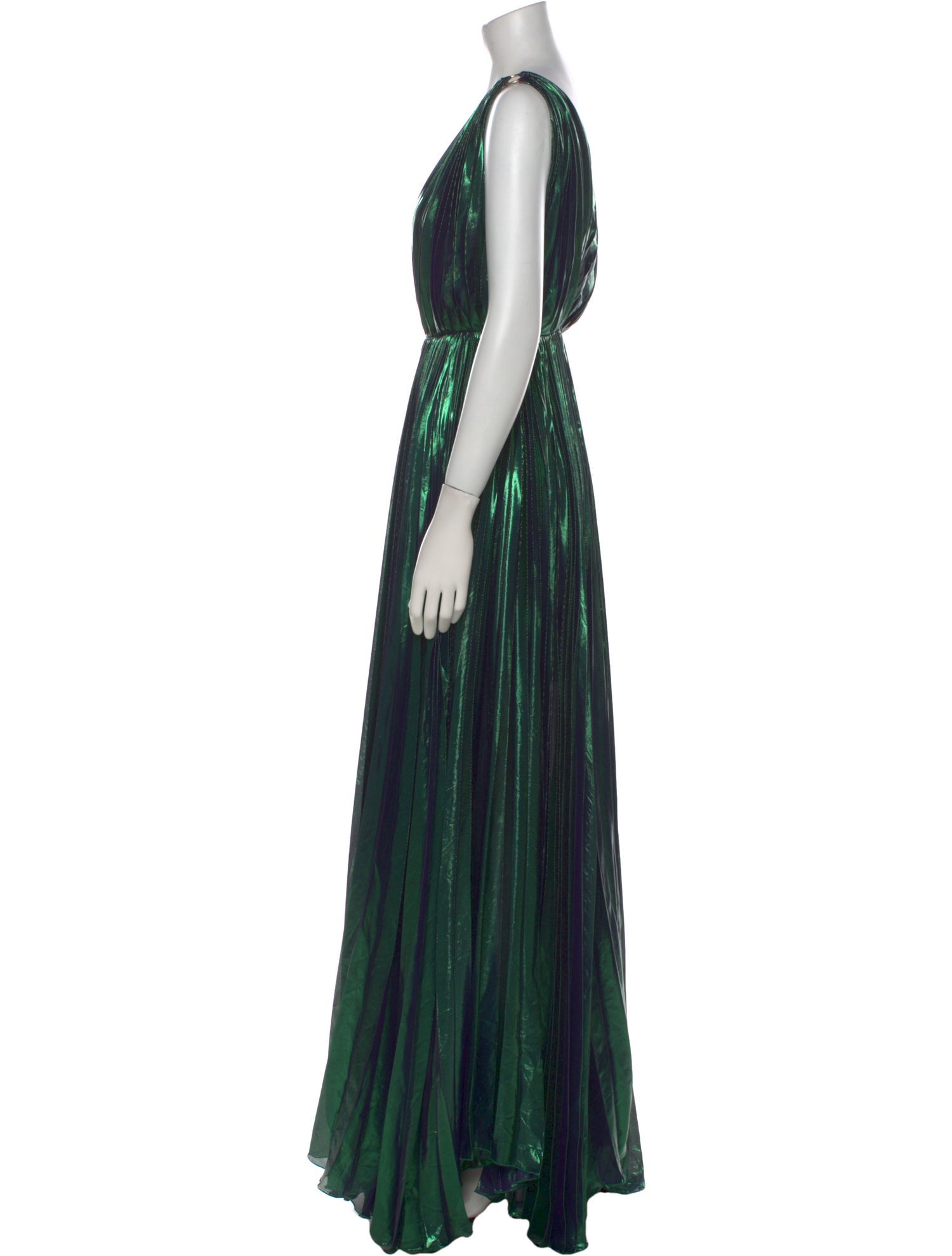 maria lucia hohan green pleated plunge midi dress V-Neck Long - Dresses, Clothing - MLH20983 maria lucia hohan dress