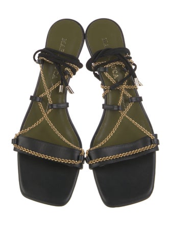 Maria Lucia Hohan Satin Chain-Link Accents Slides