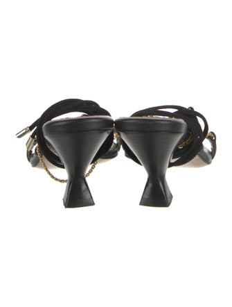 Maria Lucia Hohan Satin Chain-Link Accents Slides