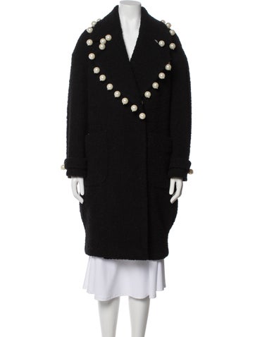 Pre-owned Maria Lucia Hohan Wool Faux Fur Coat In Black