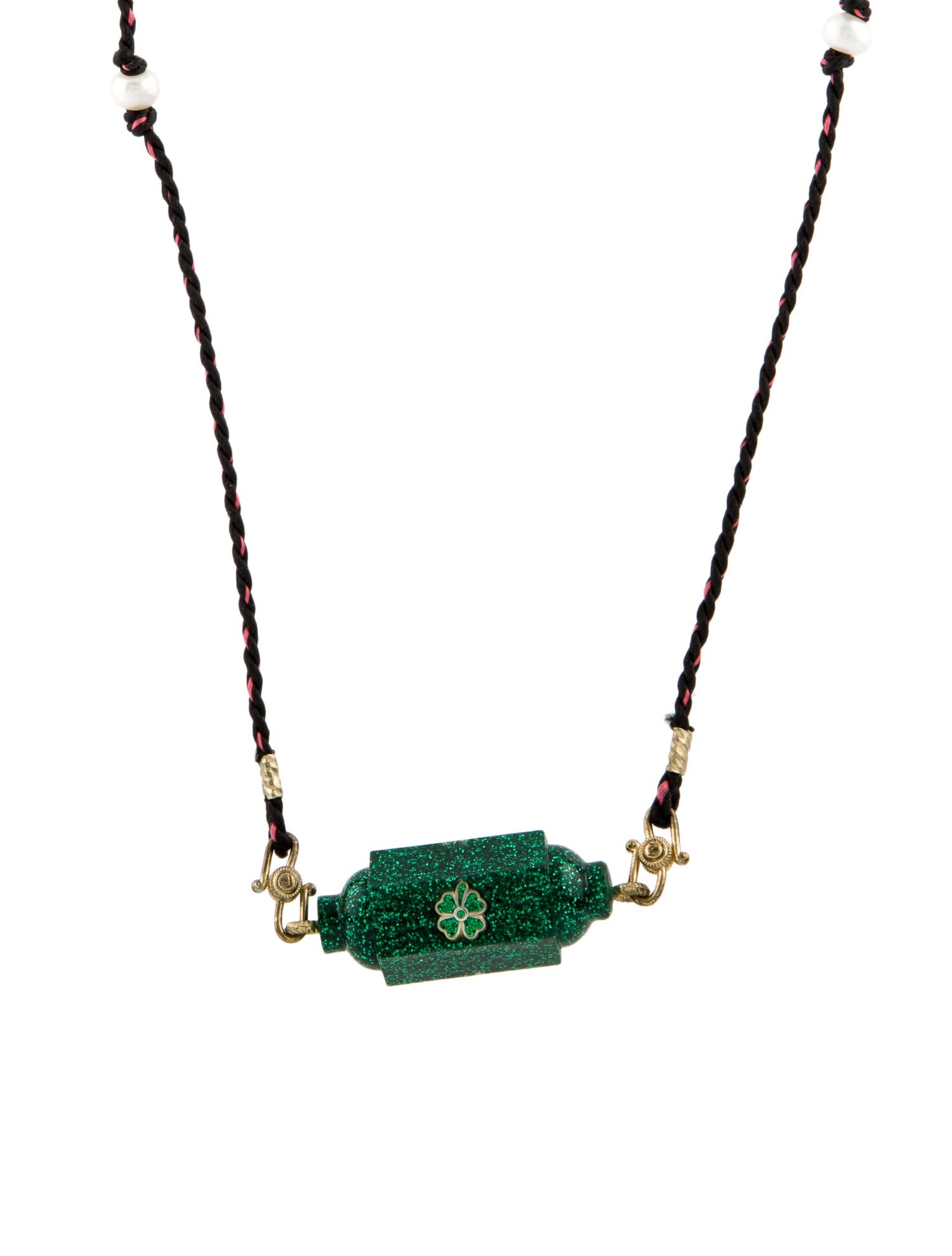 Marie Lichtenberg Pearl, Enamel & Resin Raiz'in Clover Locket Pendant