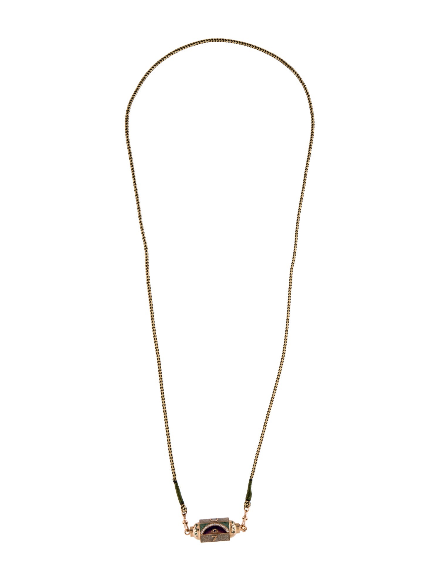 Marie Lichtenberg 18K Enamel, Sapphire & Diamond 'Bring Me Luck' Cord Pendant Necklace