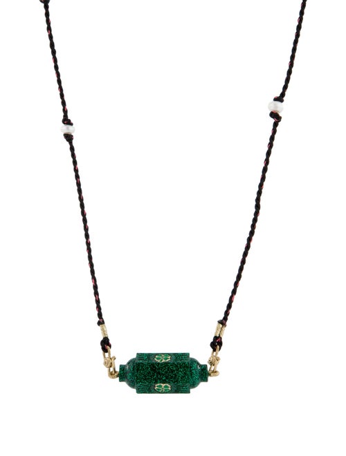 Marie Lichtenberg Pearl, Enamel & Resin Raiz'in Clover Locket Pendant