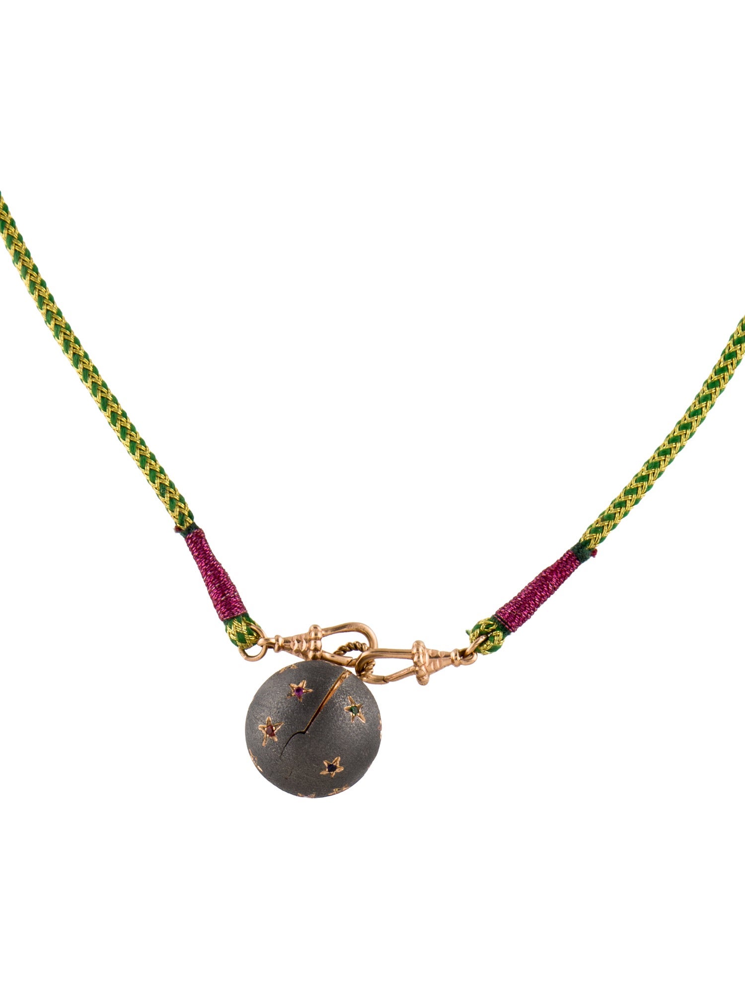 Marie Lichtenberg 18K Sapphire, Tsavorite & Diamond Clover Orbe Pendant Necklace