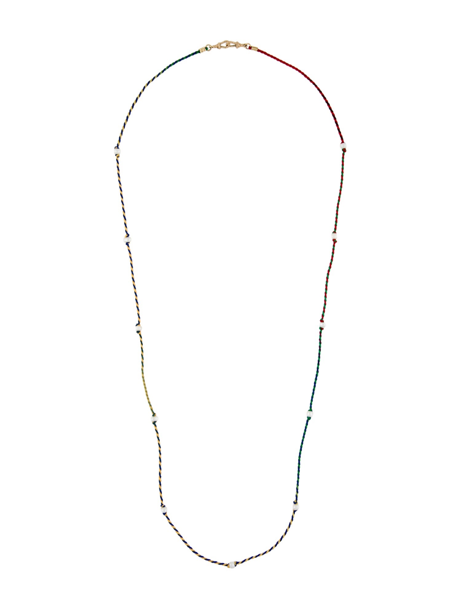 Marie Lichtenberg 9K Pearl Braided Cord Station Necklace