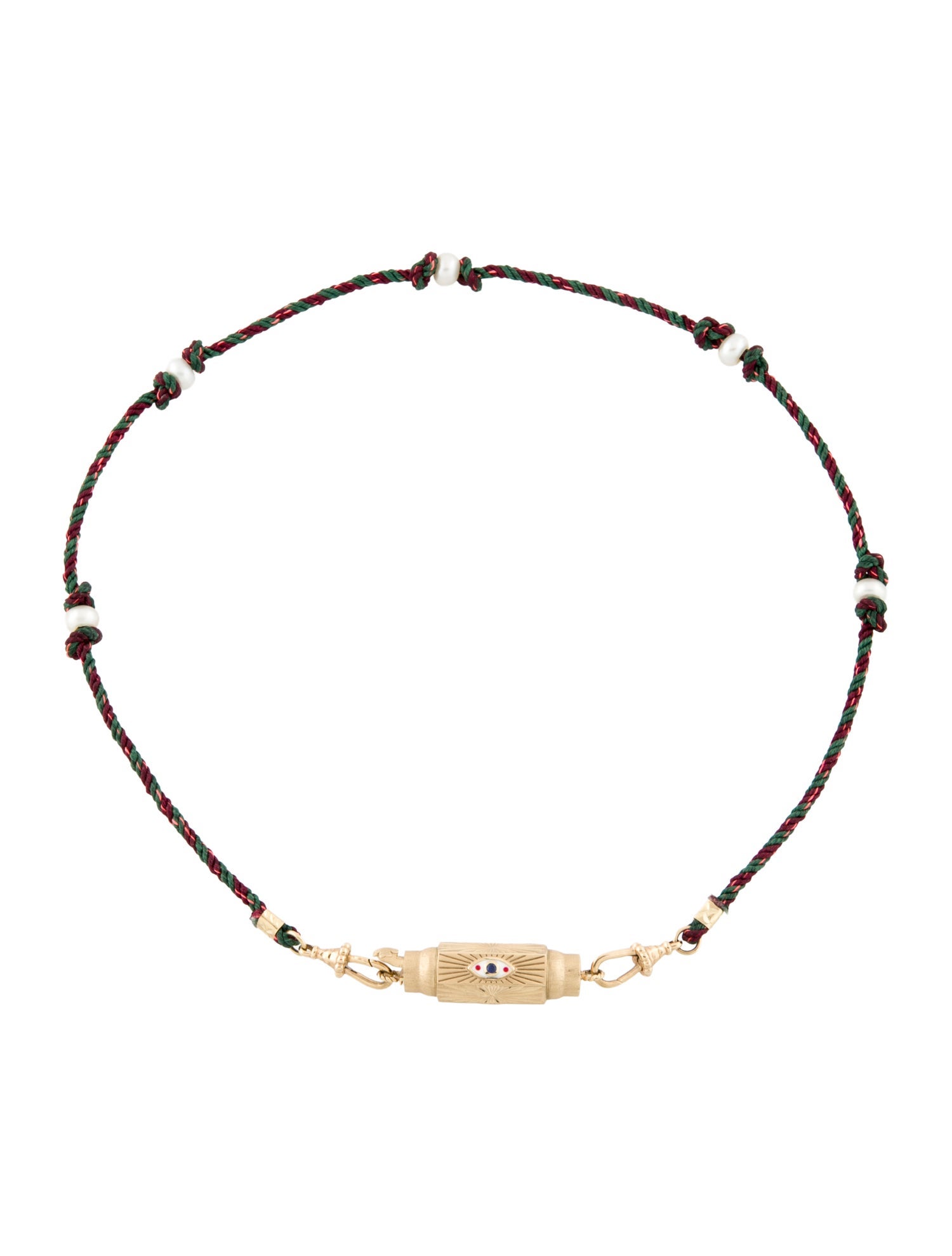 Marie Lichtenberg 14K Pearl & Sapphire Enamel Evil Eye Amulet Necklace