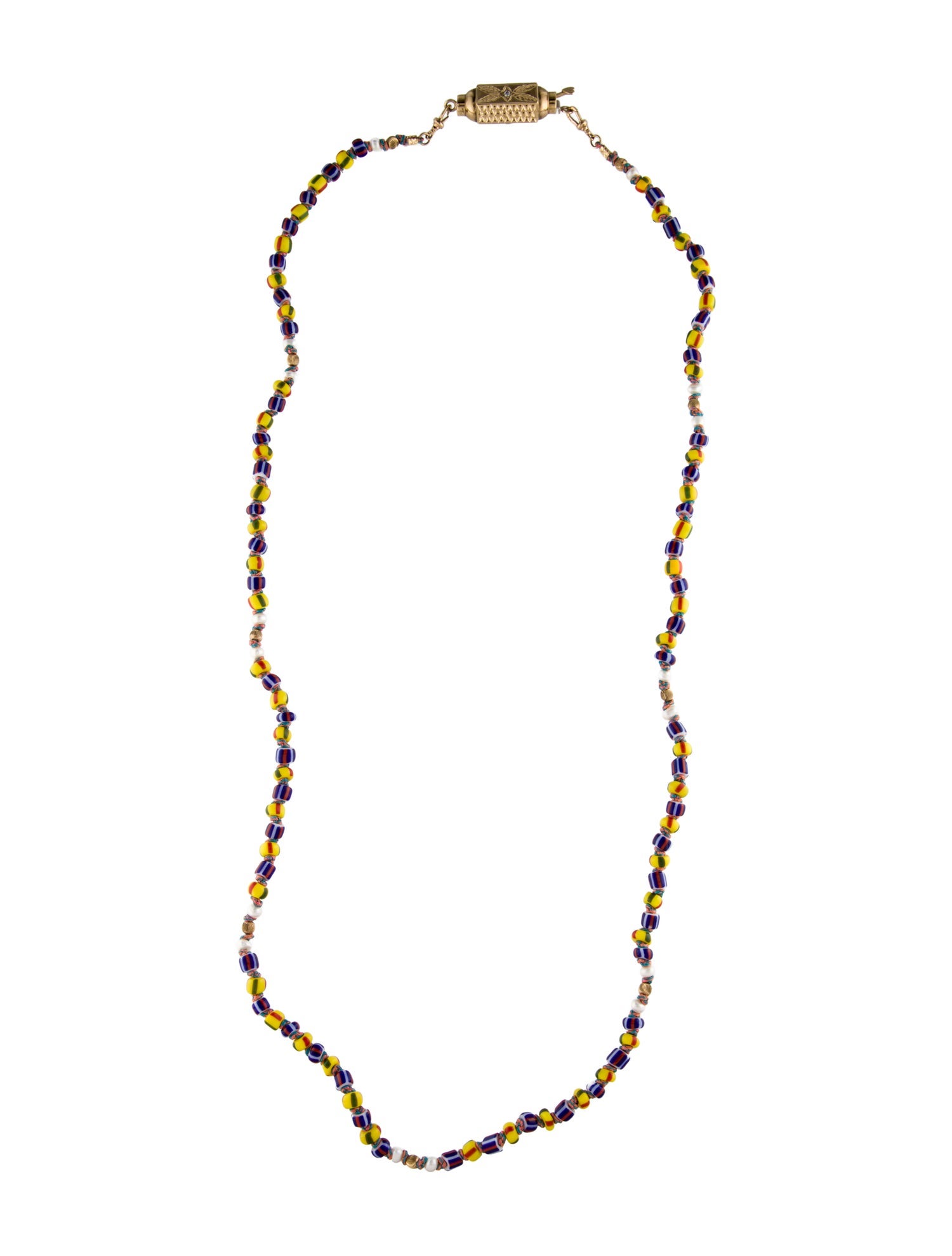 Marie Lichtenberg 9K Diamond, Pearl & Glass Mauli Bead Locket Necklace