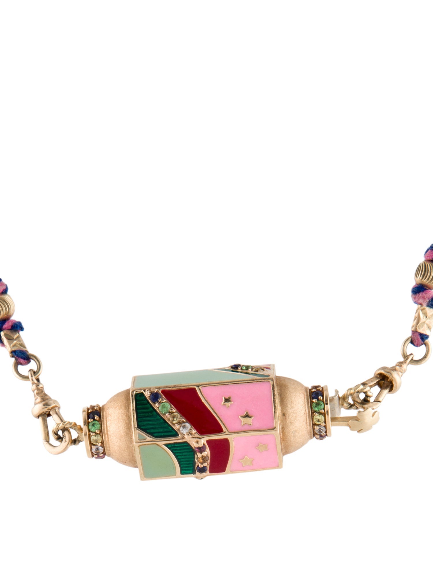 Marie Lichtenberg Sapphire, Tsavorite & Enamel Waterfall Rainbow Locket Pendant Necklace