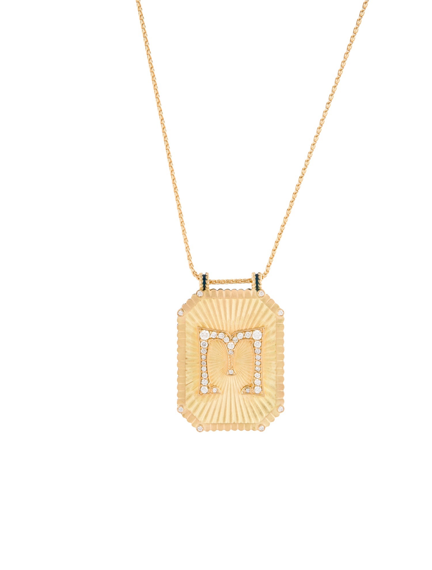 Marie Lichtenberg 18K Diamond Letter 'M' Scapular Large Pendant Necklace