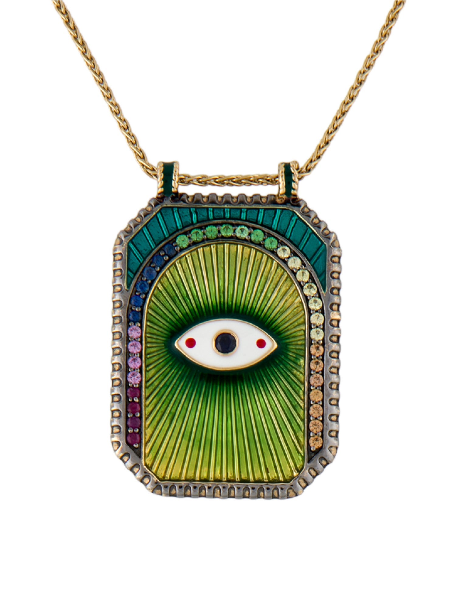 Marie Lichtenberg 18K Enamel, Diamond & Multistone Eye Protect Scapular Necklace