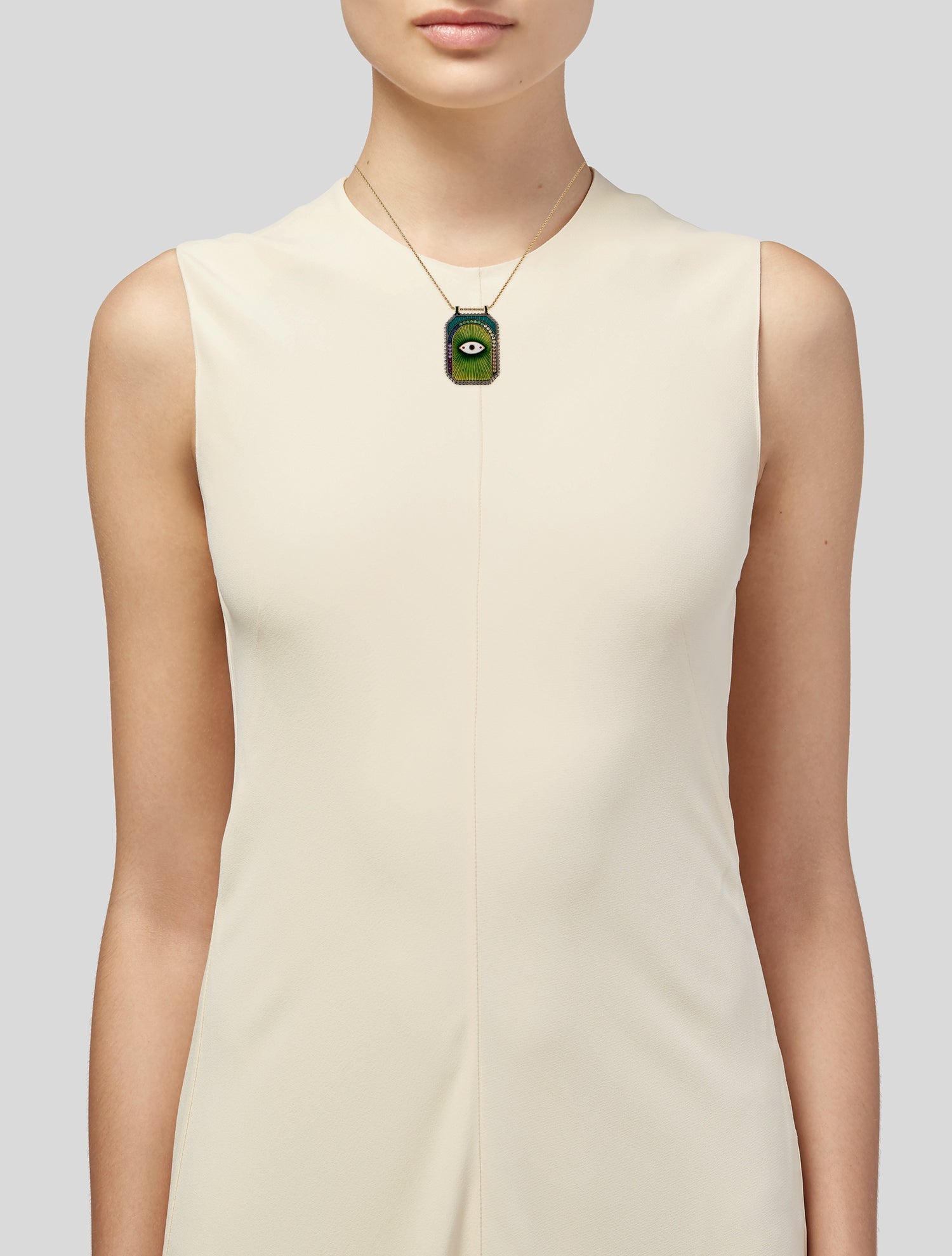 Marie Lichtenberg 18K Enamel, Diamond & Multistone Eye Protect Scapular Necklace