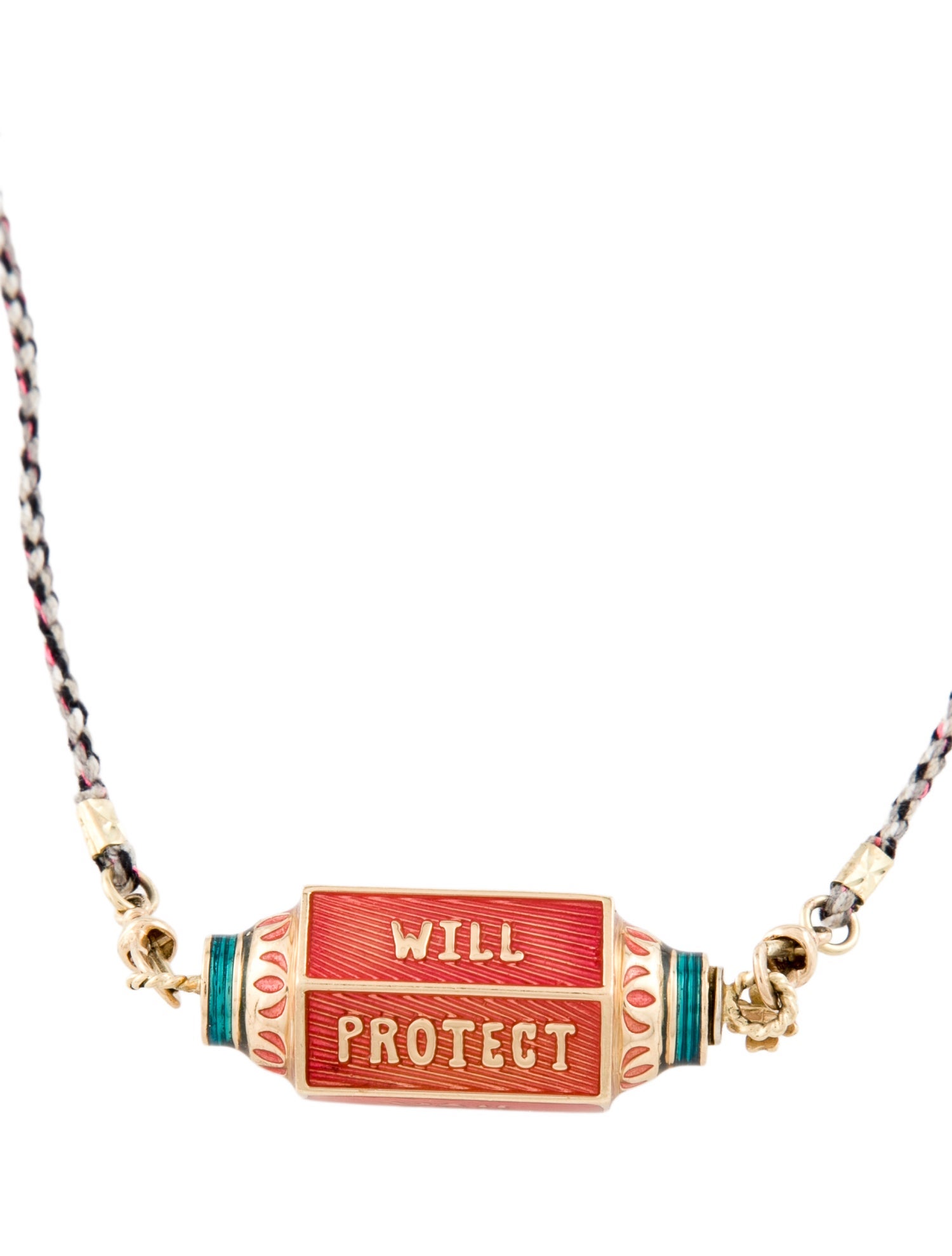 Marie Lichtenberg 14K Enamel & Pearl "WILL PROTECT YOU FOREVER" Pendant Necklace