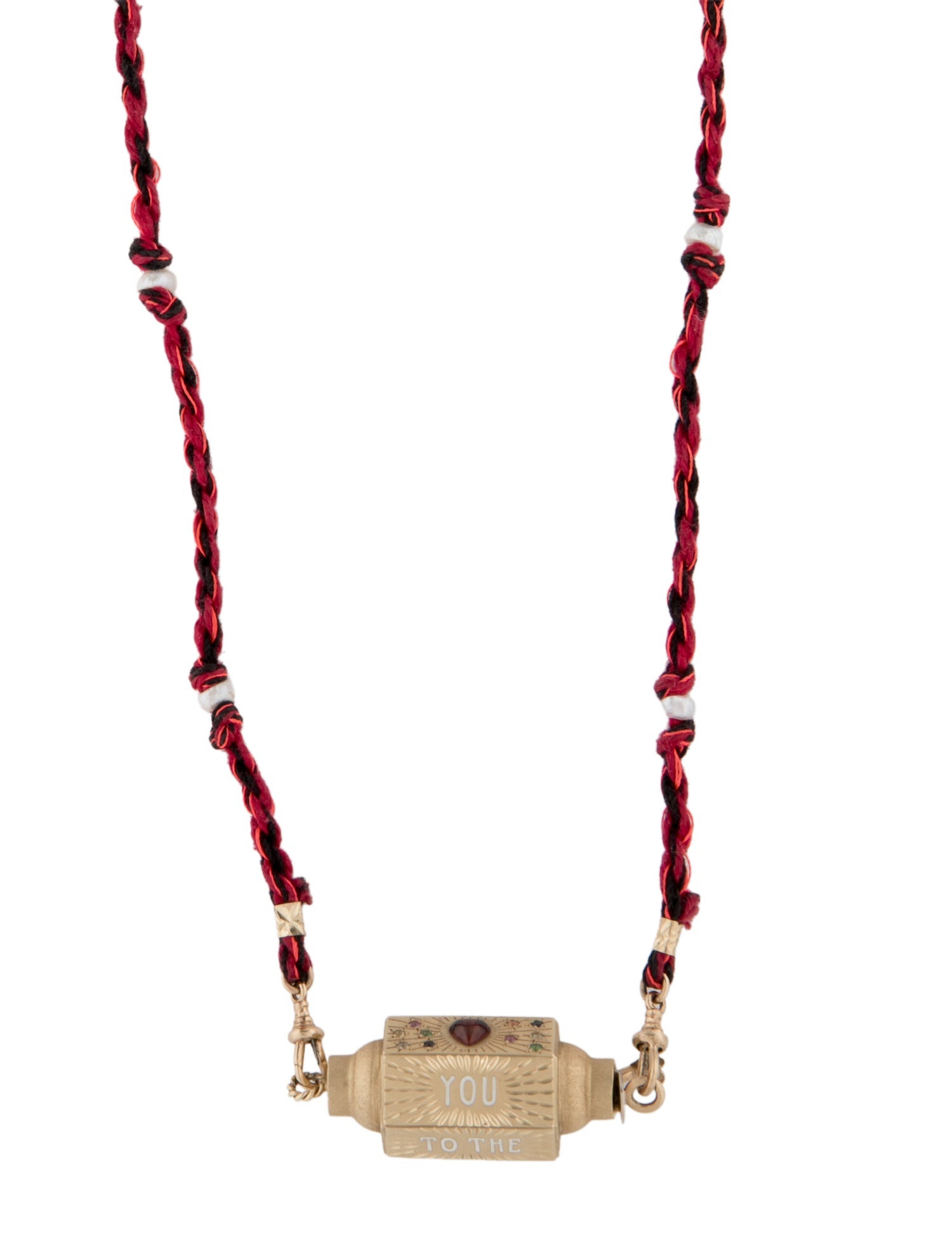 Marie Lichtenberg 14K Pearl & Multistone 'love you' Locket Cord Necklace