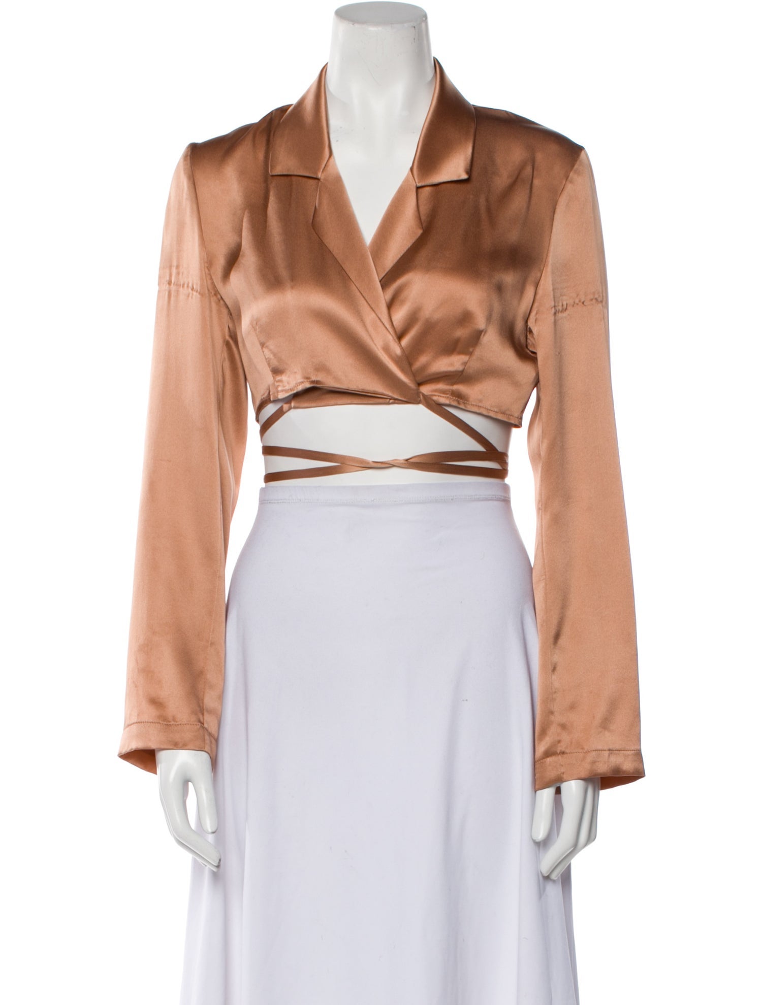 Michael Lo Sordo Silk Long Sleeve Crop Top