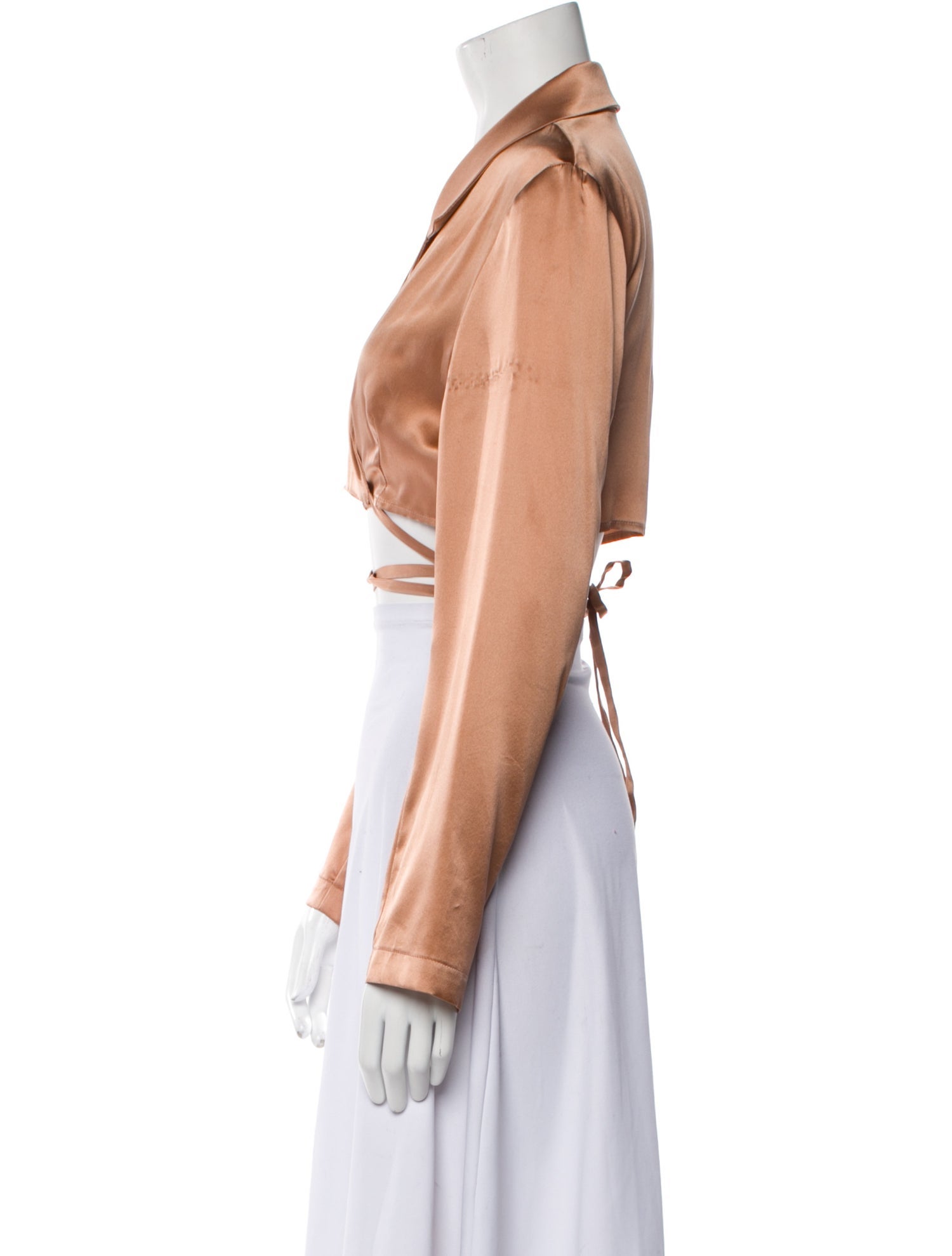 Michael Lo Sordo Silk Long Sleeve Crop Top