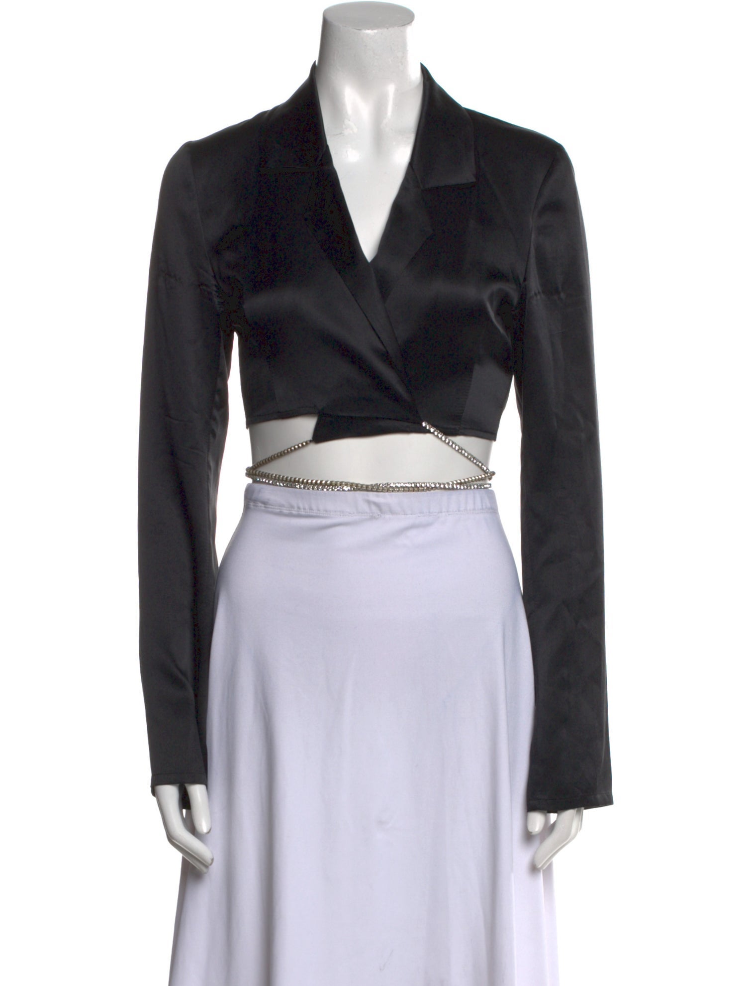 Michael Lo Sordo Silk V-Neck Crop Top