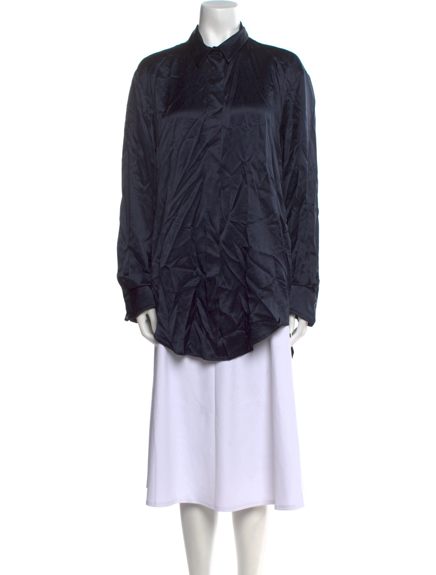 Michael Lo Sordo Silk Long Sleeve Button-Up Top