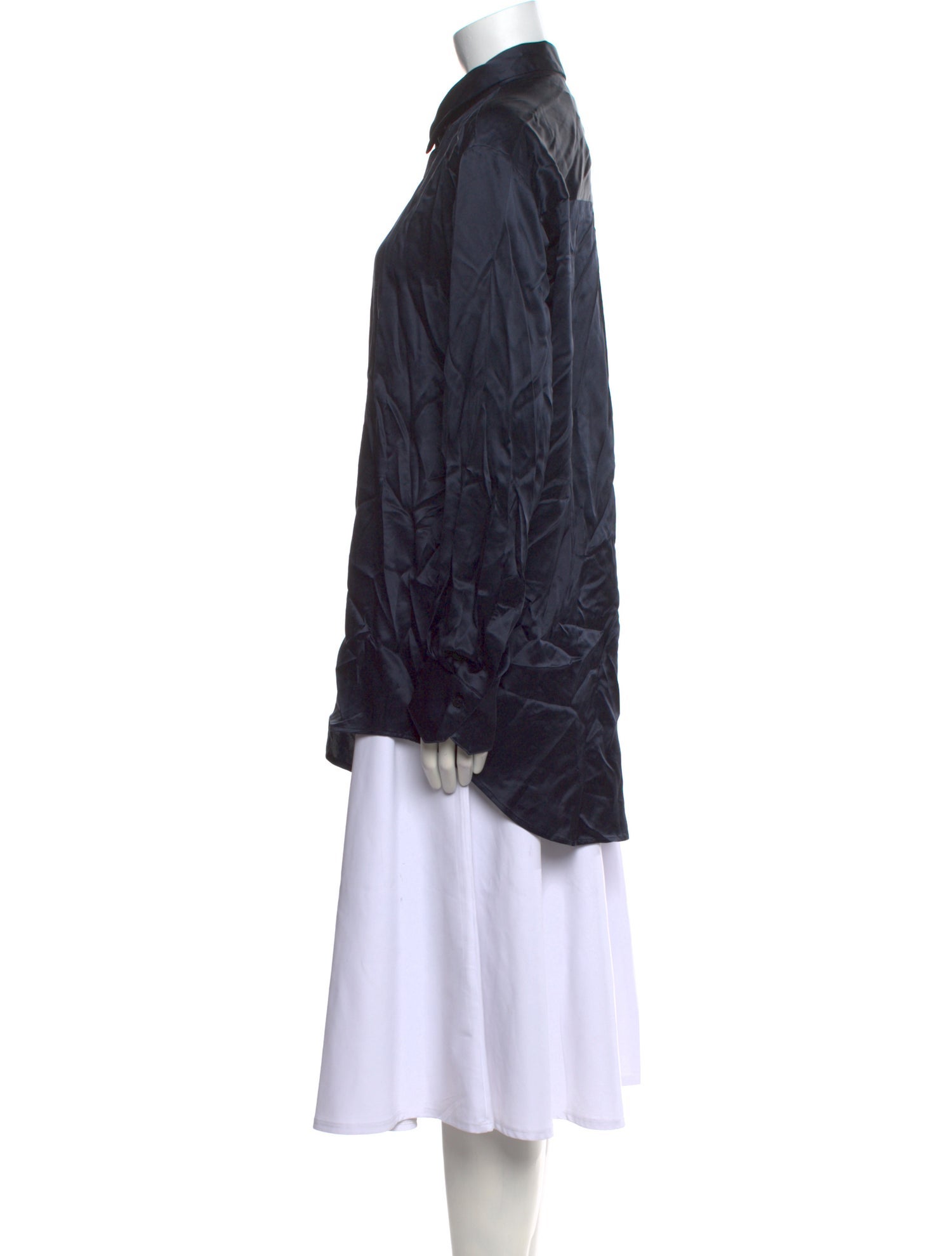 Michael Lo Sordo Silk Long Sleeve Button-Up Top