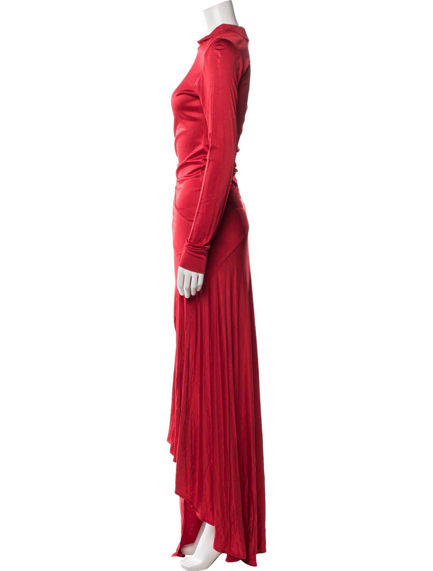 michael lo sordo red dress Mock Neck Long Dress