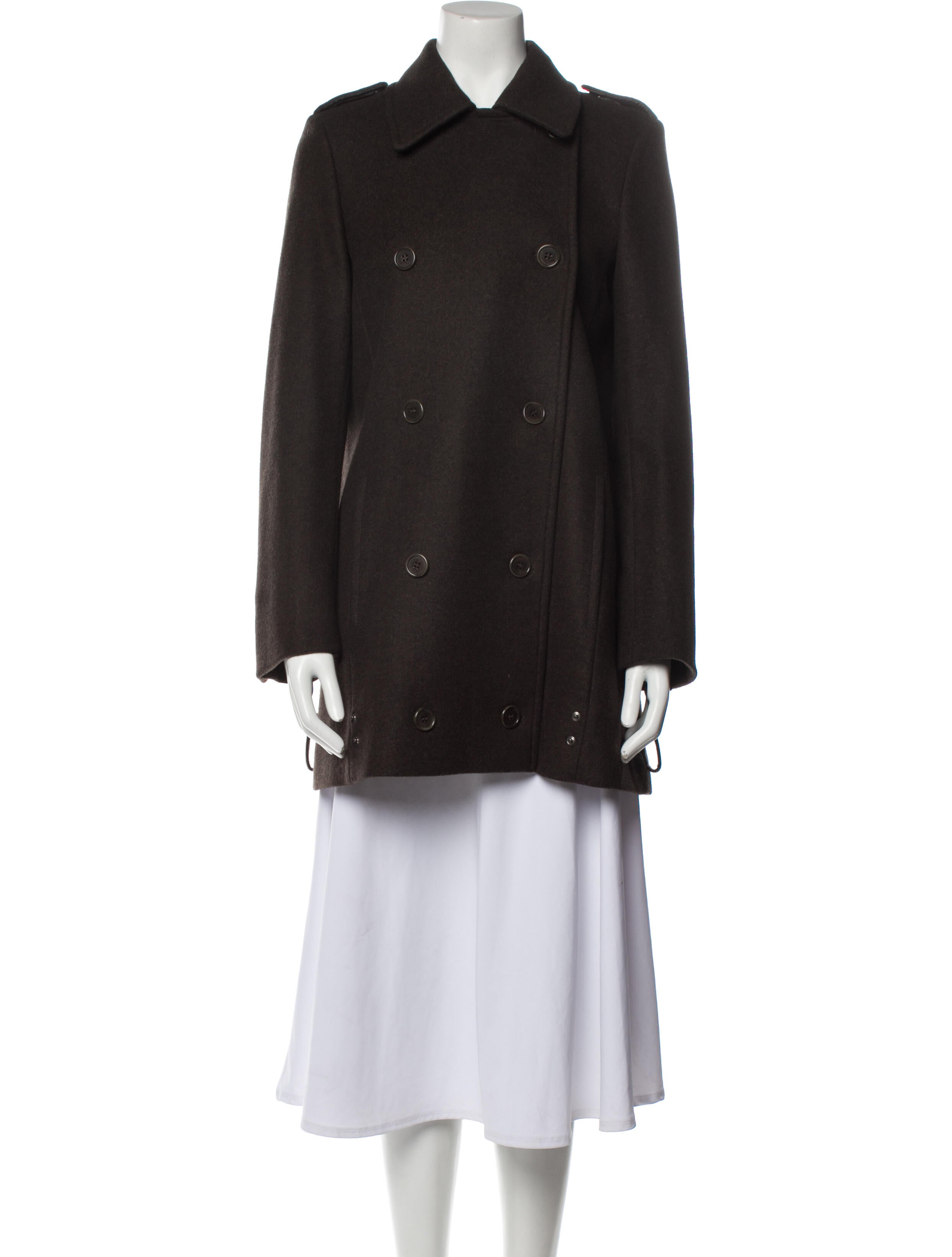 Max Mara Virgin Wool Coat Brown Coats, Clothing MMA107871 The