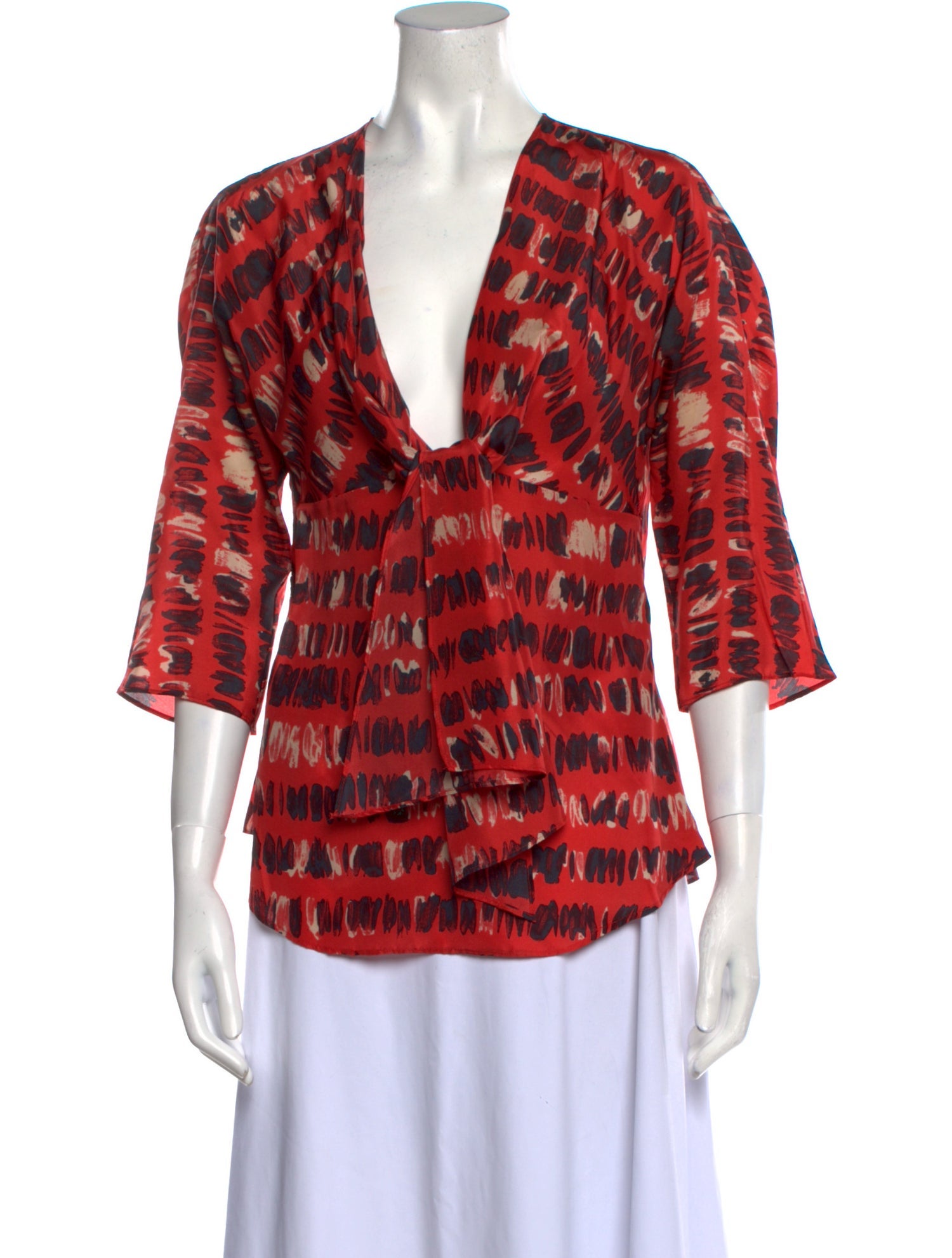 Max Mara Printed V-Neck Blouse