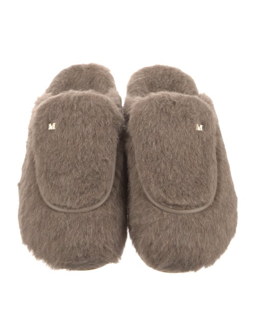 Max Mara Shearling Leather Trim Embellishment Mules