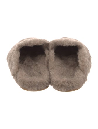 Max Mara Shearling Leather Trim Embellishment Mules