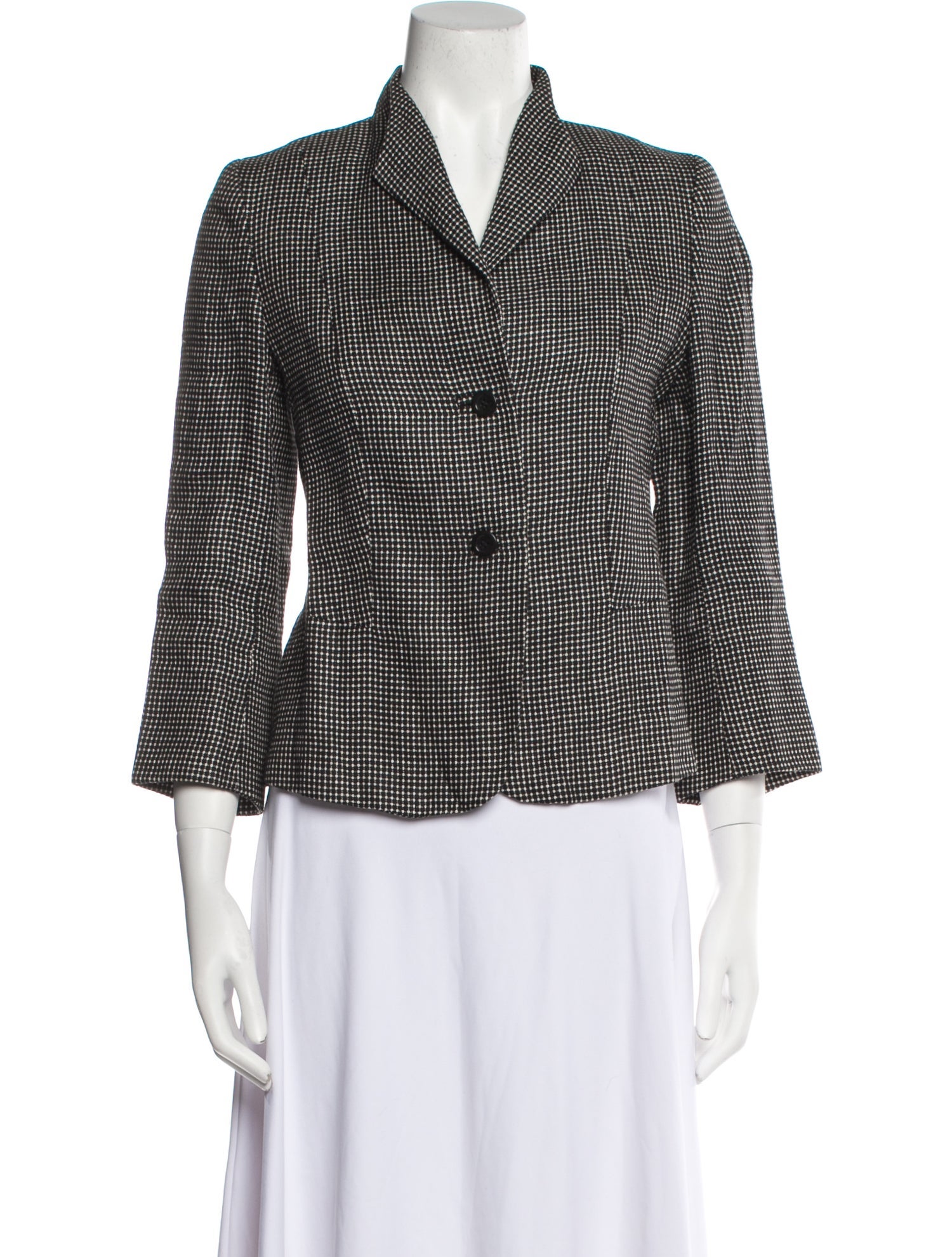 Max Mara Linen Houndstooth Print Blazer